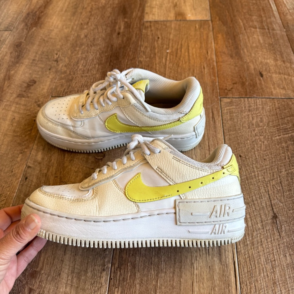 Nike Air Force 1 low shadow pale ivory light zitron sneakers size 6.5 - Picture 5 of 9
